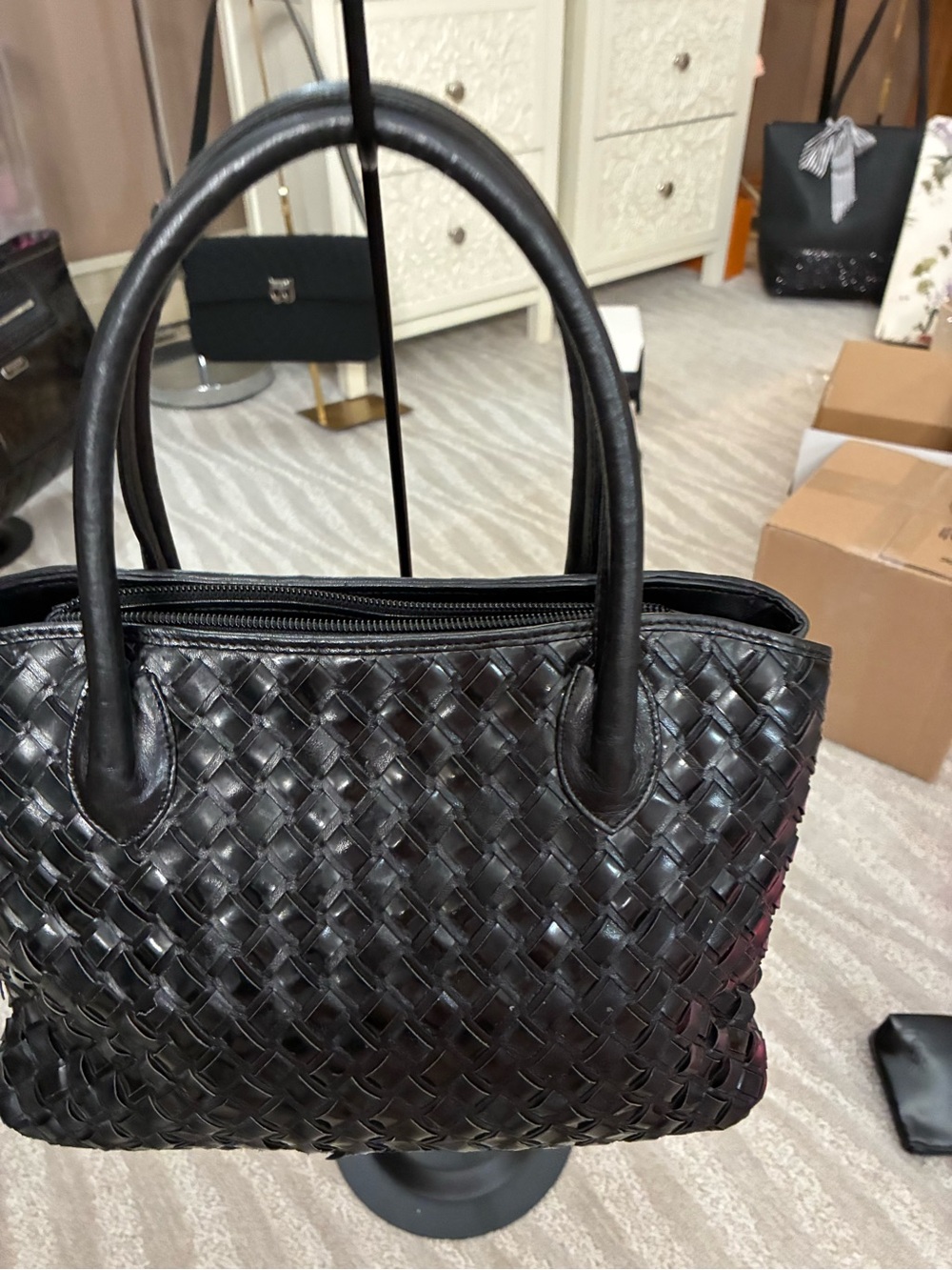 Bally Black Woven Leather Tote Bag | Luxury Italian Handbag - Picture 10 of 14